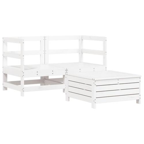 Sofasæt til haven 3 dele massivt fyrretræ hvid