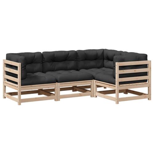 Sofasæt til haven 4 dele med hynder massivt fyrretræ