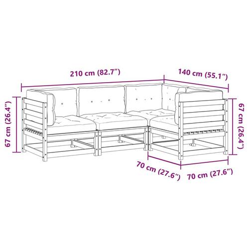 Sofasæt til haven 4 dele med hynder massivt fyrretræ