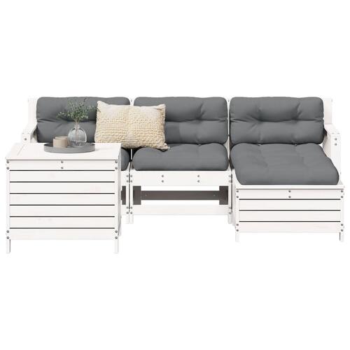 Sofasæt til haven 5 dele massivt fyrretræ hvid