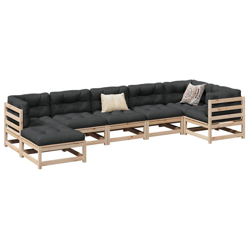 Sofasæt til haven 7 dele massivt fyrretræ