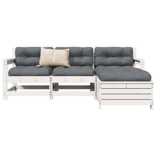 Sofasæt til haven 4 dele massivt fyrretræ hvid