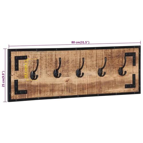 Knagerækker 2 stk. 80x8x25 cm massivt ru mangotræ