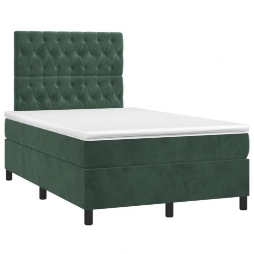 Kontinentalseng med madras 120x190 cm - velour, mørkegrøn