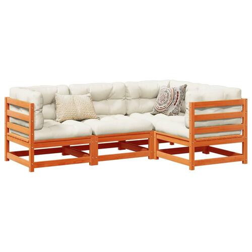Sofasæt til haven 4 dele med hynder massivt fyr gyldenbrun