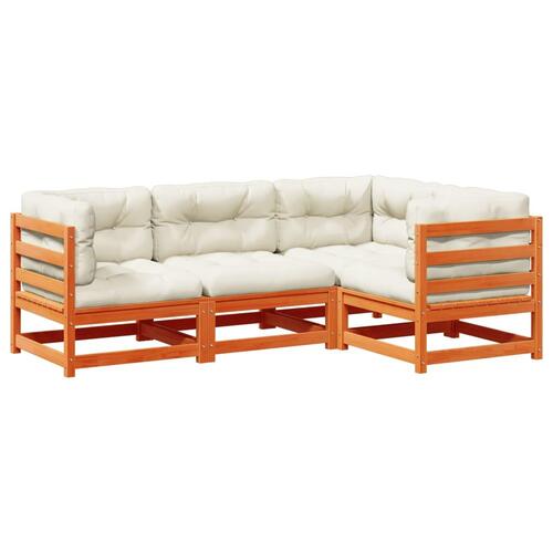 Sofasæt til haven 4 dele med hynder massivt fyr gyldenbrun