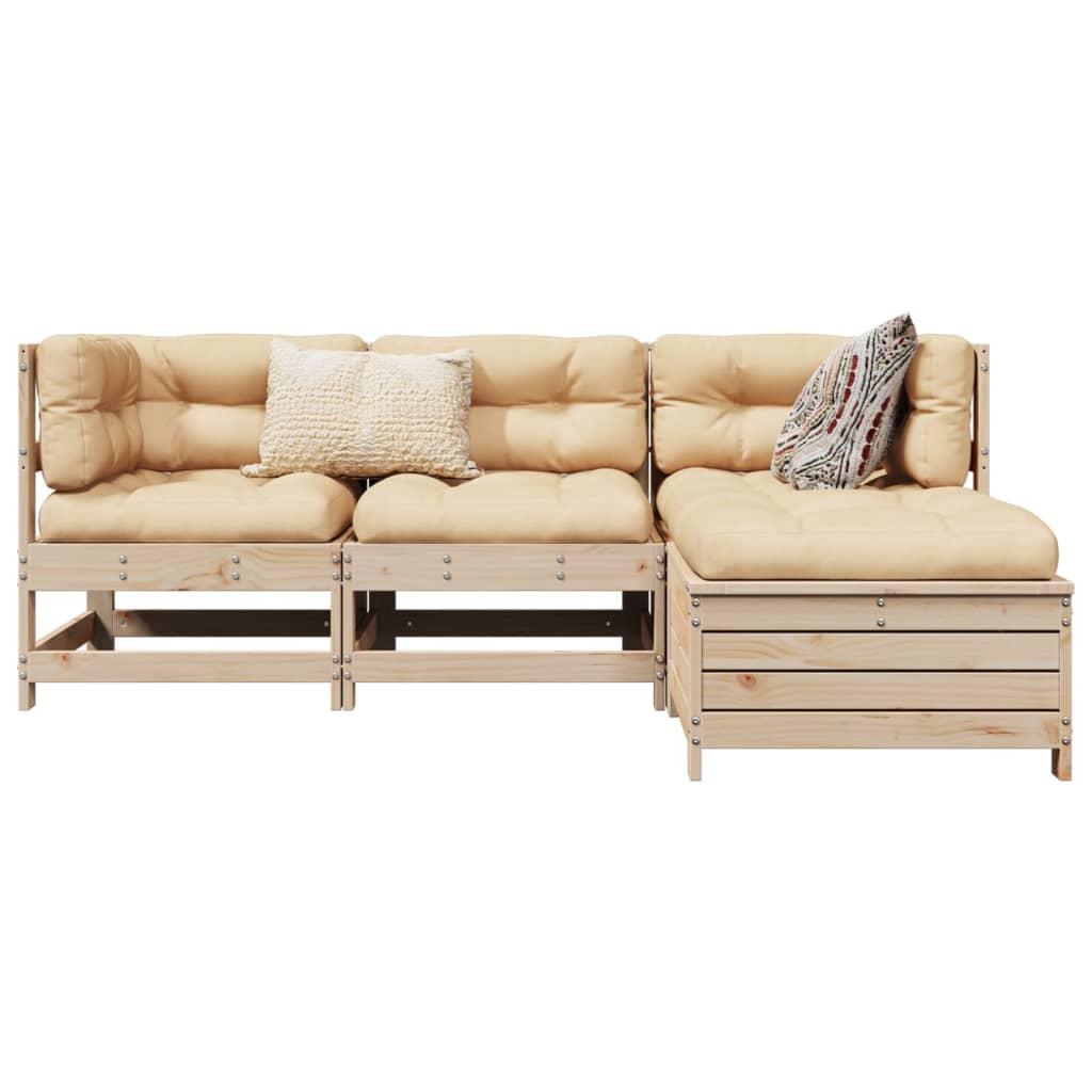 Sofasæt til haven 4 dele massivt fyrretræ