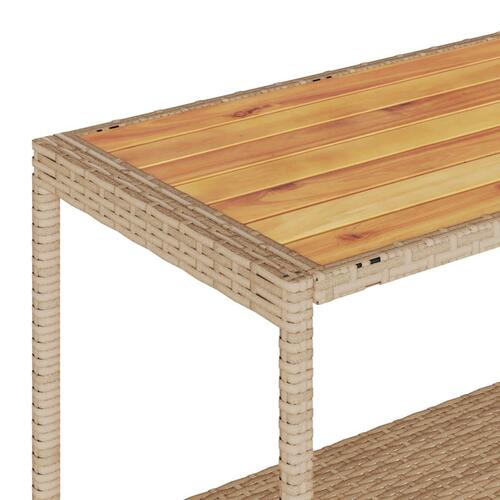 Barvogn med 3 hylder polyrattan og massivt akacietræ beige
