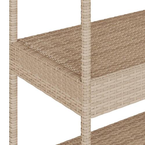 Barvogn med 3 hylder polyrattan og massivt akacietræ beige