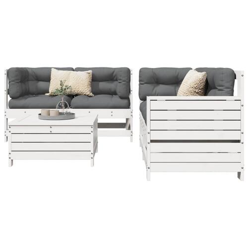 Sofasæt til haven 5 dele massivt fyrretræ hvid