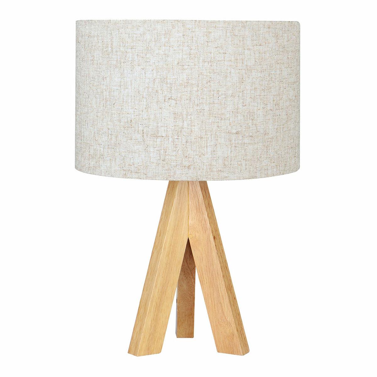 EDM Product bordlampe i træ med stofskærm, E27, 18 × 18 × 30 cm (beige/natur)