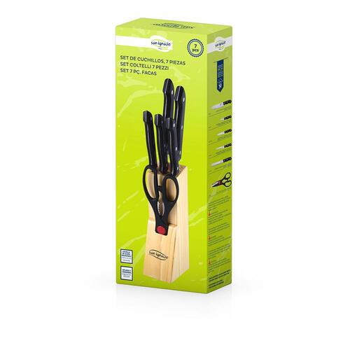 Sæt med køkkenknive og holder San Ignacio Dresde SG-4161 Sort Rustfrit stål 7 Dele