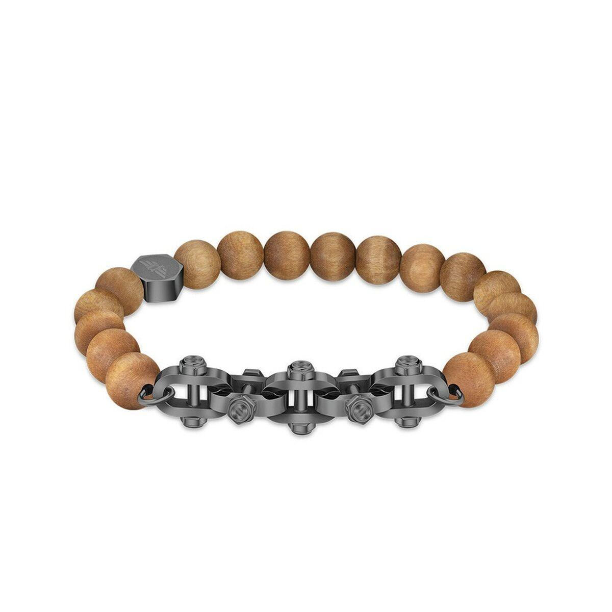 Police armbånd til mænd - rustfrit stål, brun, 19 cm