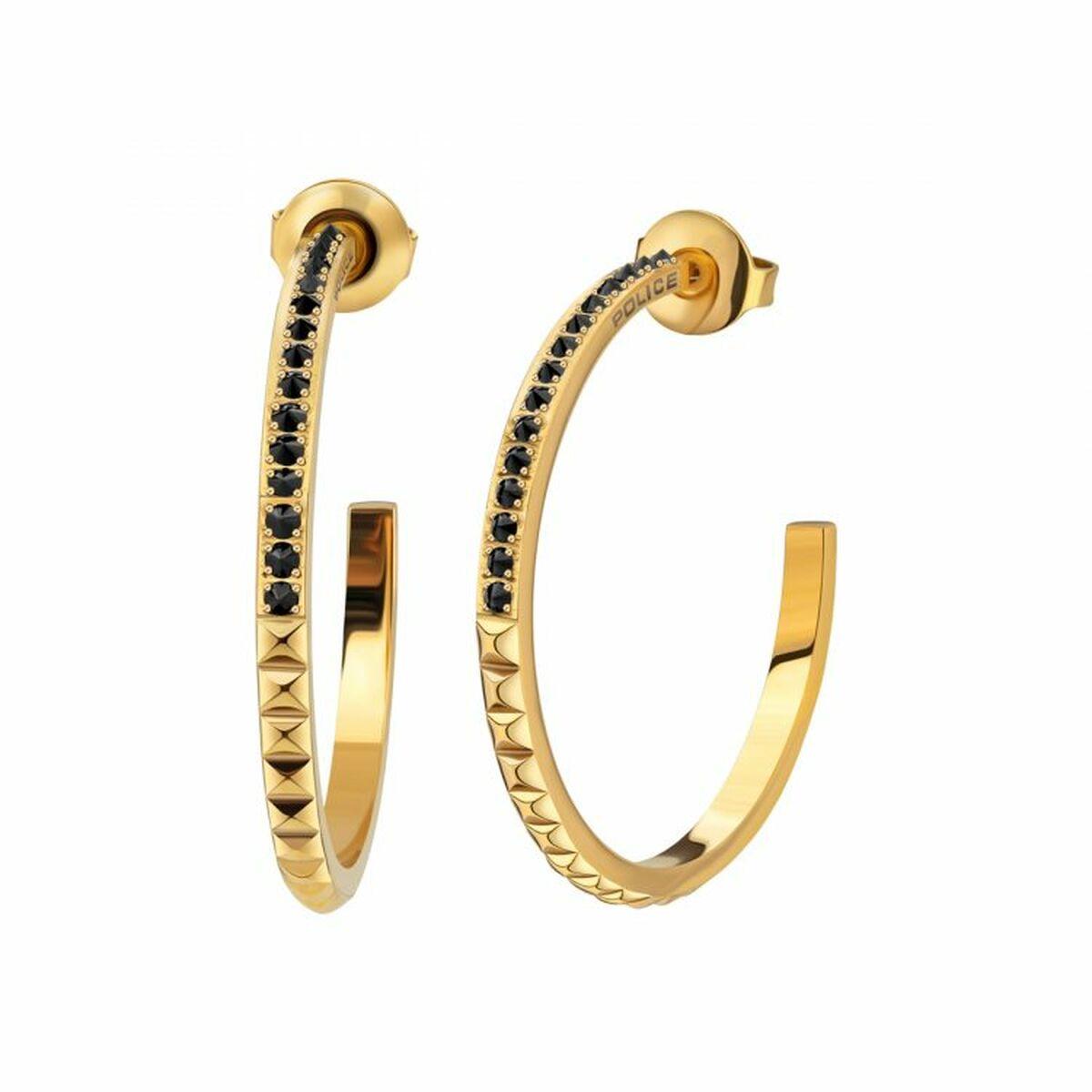 Police øreringe til kvinder - rustfrit stål, gyldne, 3 cm