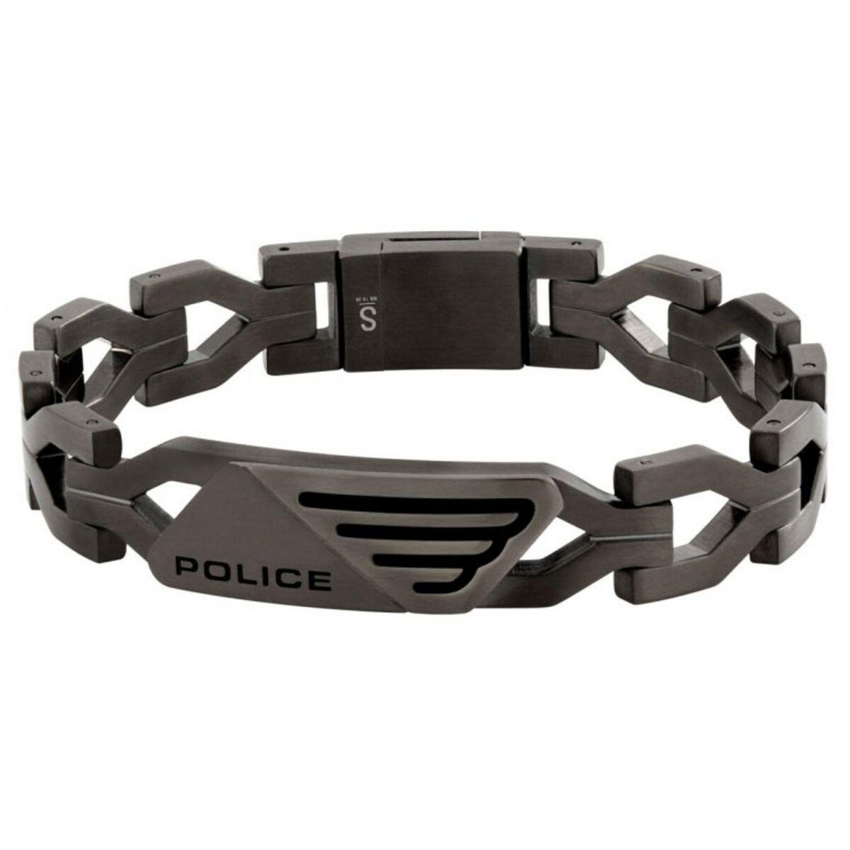 Police armbånd til mænd - rustfrit stål, brun, 19 cm (PJ26556BSU.03)