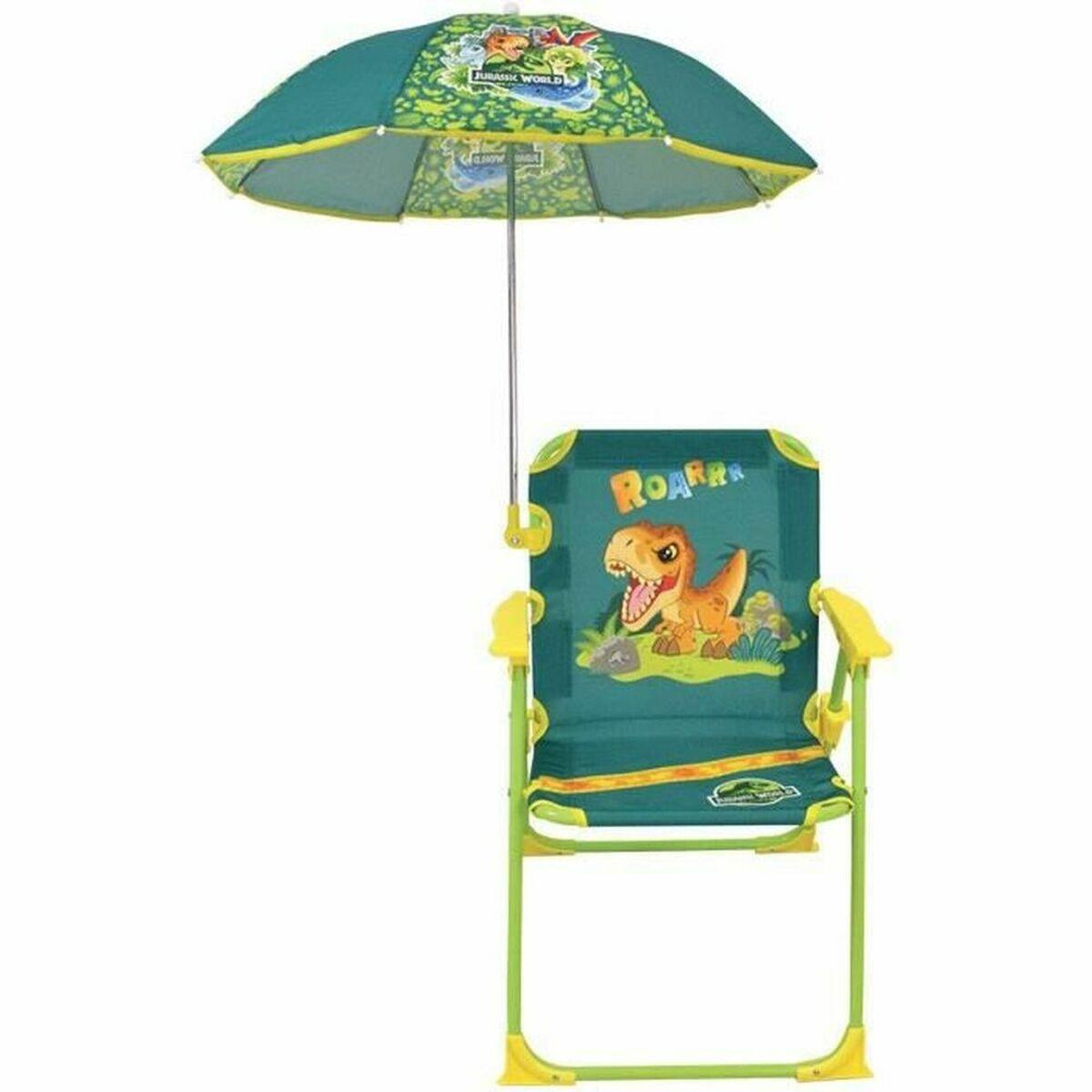 Fun House strandstol med parasol - Jurassic World, grøn, 38,5 x 38,5 x 37,5 cm