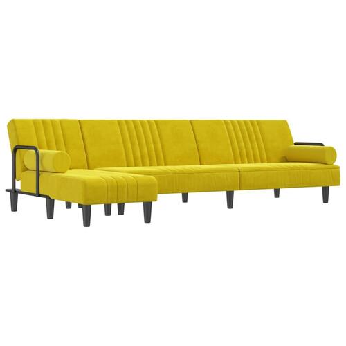 Sovesofa med chaiselong 260x140x70 cm velour gul
