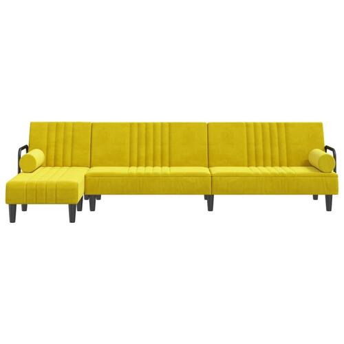 Sovesofa med chaiselong 260x140x70 cm velour gul