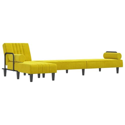 Sovesofa med chaiselong 260x140x70 cm velour gul