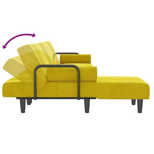 Sovesofa med chaiselong 260x140x70 cm velour gul
