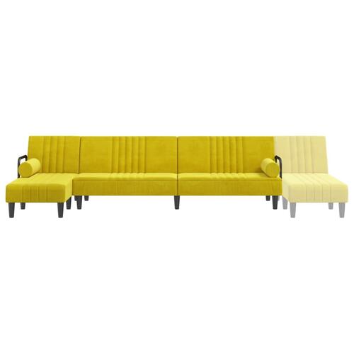 Sovesofa med chaiselong 260x140x70 cm velour gul