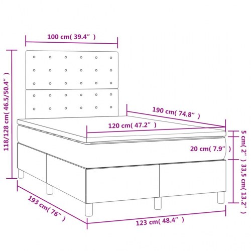 Kontinentalseng med LED-lys 120×190 cm - stof, sort