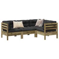Sofasæt til haven 4 dele med hynder imprægneret fyrretræ