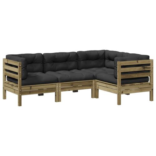 Sofasæt til haven 4 dele med hynder imprægneret fyrretræ