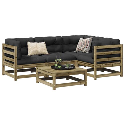 Sofasæt til haven 5 dele med hynder imprægneret fyrretræ