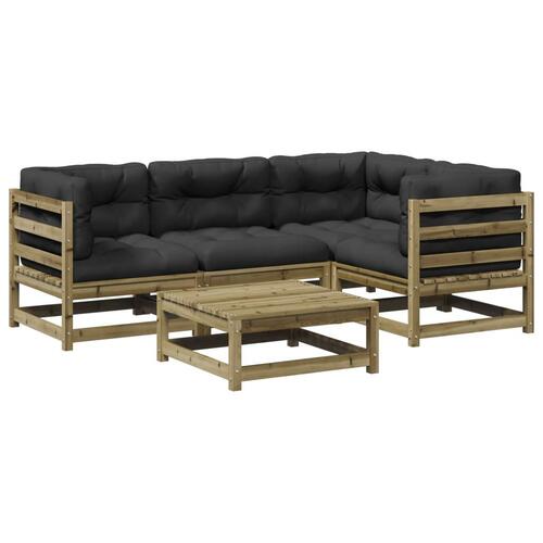 Sofasæt til haven 5 dele med hynder imprægneret fyrretræ