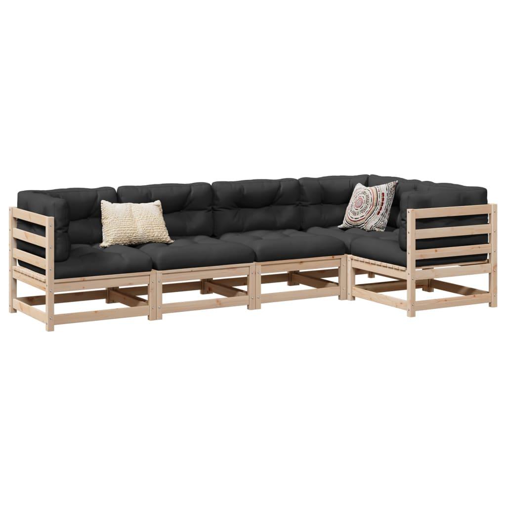 Sofasæt til haven 5 dele massivt fyrretræ
