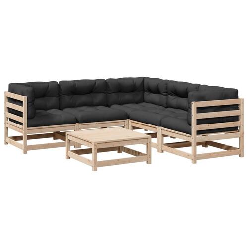 Sofasæt til haven 6 dele med hynder massivt fyrretræ