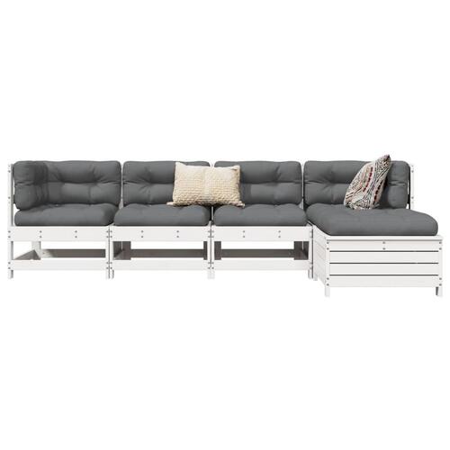 Sofasæt til haven 5 dele massivt fyrretræ hvid
