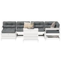Sofasæt til haven 7 dele massivt fyrretræ hvid