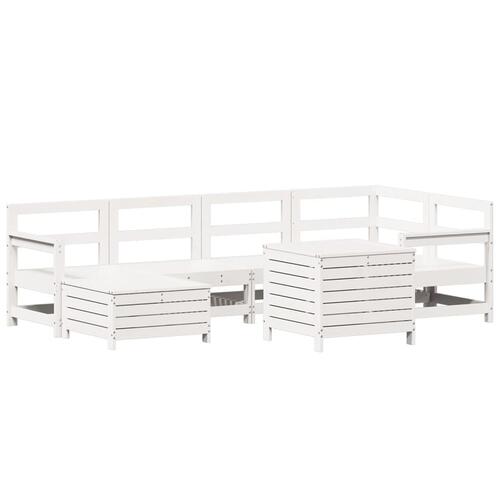 Sofasæt til haven 7 dele massivt fyrretræ hvid