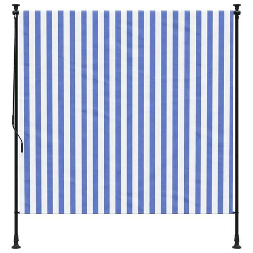Udendørs rullegardin 200x270 cm stof og stål blå og hvid