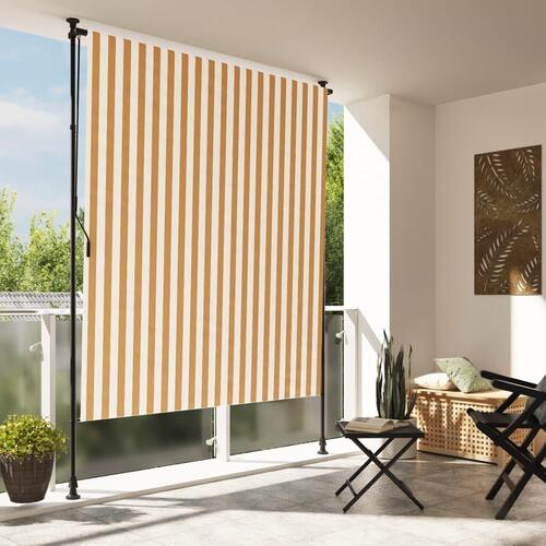 Udendørs rullegardin 200x270 cm stof og stål orange og hvid