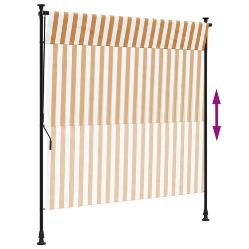 Udendørs rullegardin 200x270 cm stof og stål orange og hvid