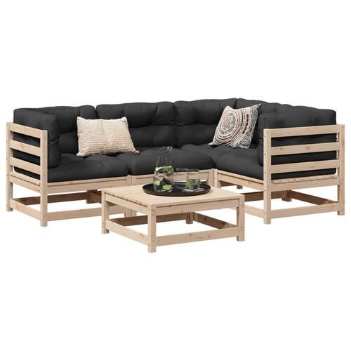 Sofasæt til haven 5 dele med hynder massivt fyrretræ