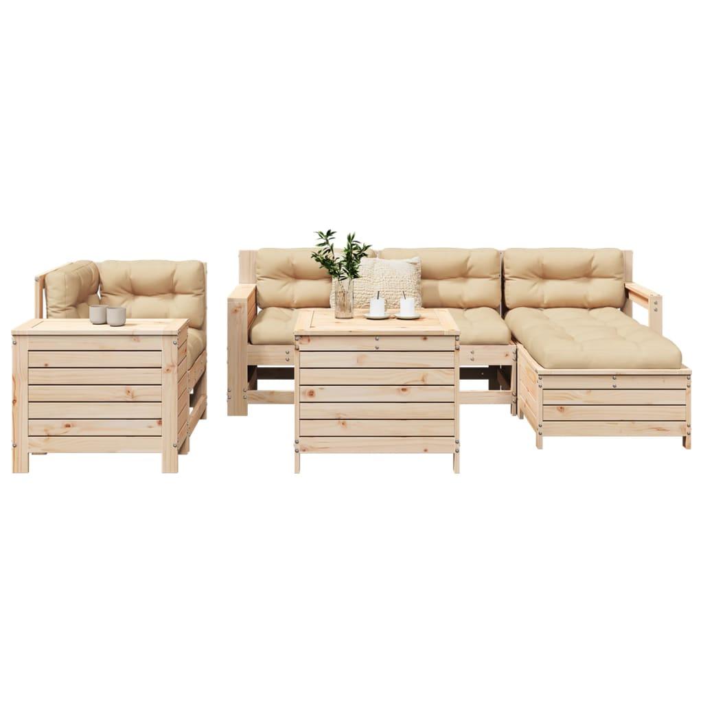 Sofasæt til haven 7 dele massivt fyrretræ