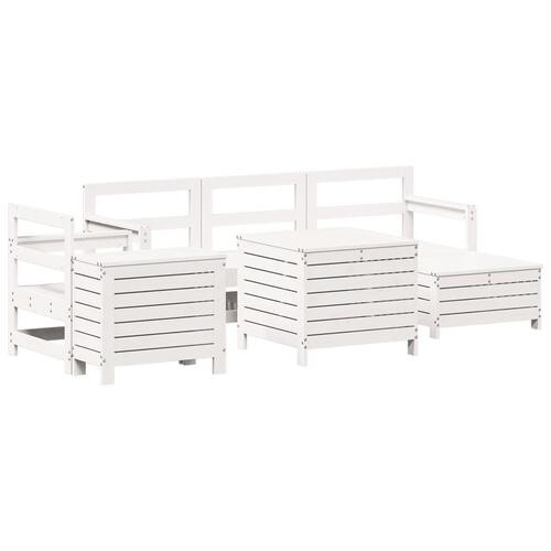 Sofasæt til haven 7 dele massivt fyrretræ hvid