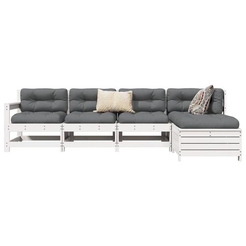 Sofasæt til haven 5 dele massivt fyrretræ hvid