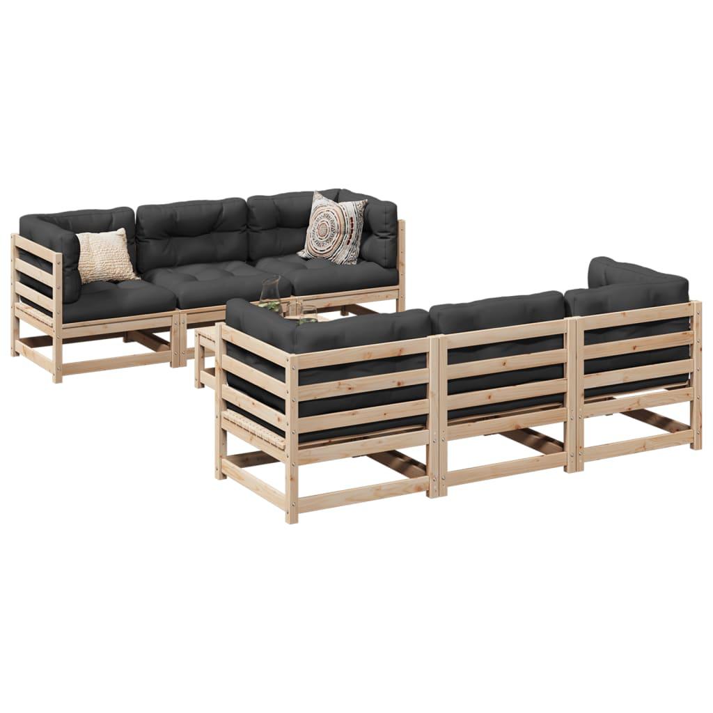 Sofasæt til haven 7 dele massivt fyrretræ billede