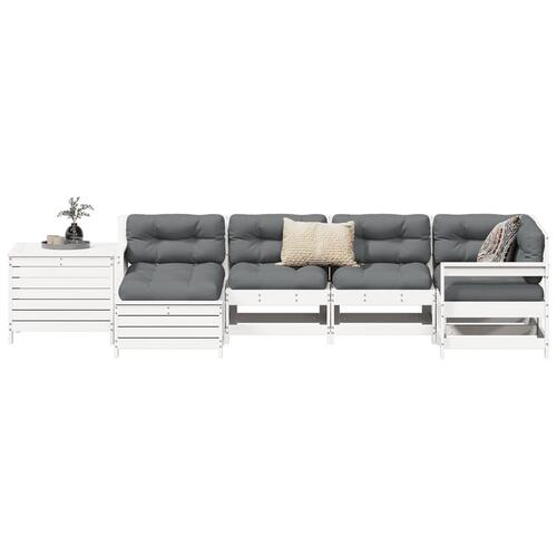 Sofasæt til haven 7 dele massivt fyrretræ hvid