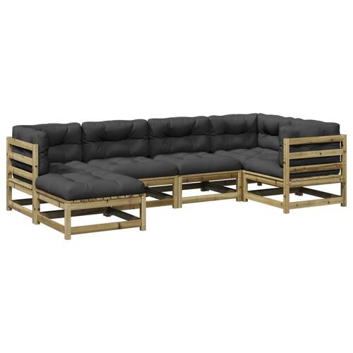 Sofasæt til haven 6 dele med hynder imprægneret fyrretræ
