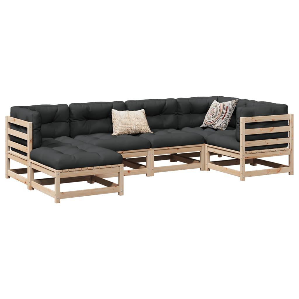 Sofasæt til haven 6 dele massivt fyrretræ