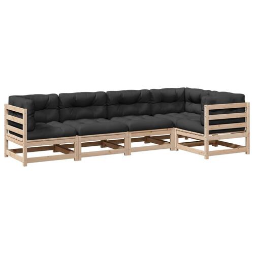 Sofasæt til haven 5 dele med hynder massivt fyrretræ
