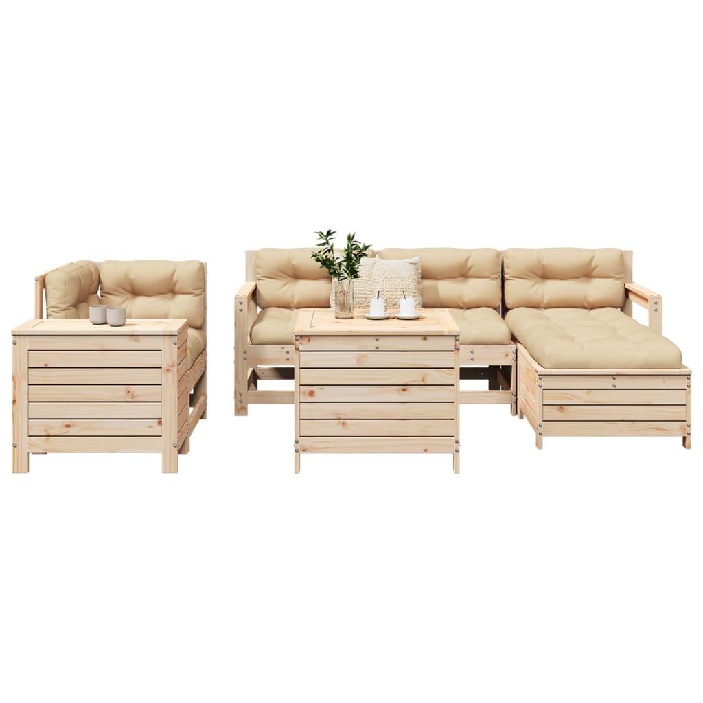 Sofasæt til haven 7 dele massivt fyrretræ
