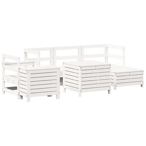 Sofasæt til haven 7 dele massivt fyrretræ hvid