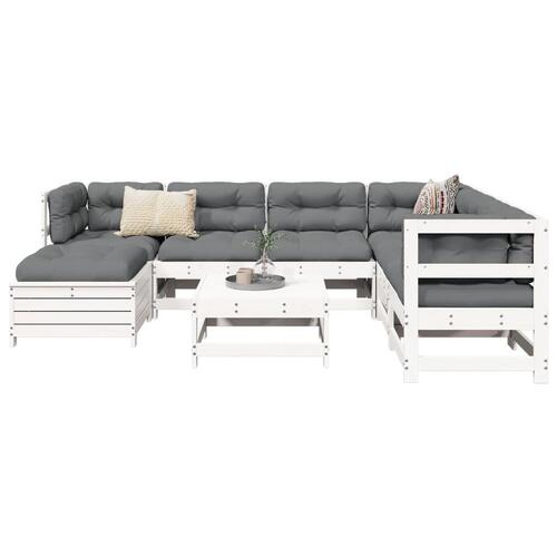 Sofasæt til haven 8 dele massivt fyrretræ hvid